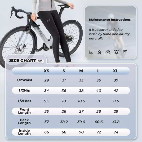 ROCKBROS | TVI Damen Fahrradhose – Gepolsterte Lange Radhose für Herbst/Winter, Sportbekleidung S-XXXL